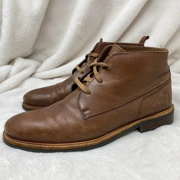 Chukka Bacco Bucci Sheep Skin Studio Brown Leather Ankle Dress Shoe Boots Men 10